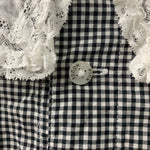 ピンクハウス PINK HOUSE ギンガムチェック柄 リボン レース 襟付き 半袖ワンピース ワンピース ブラック 201LT-430