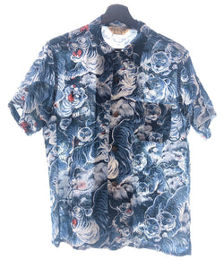 ジェラード JELADO カタログ未掲載 数量限定 Aloha Shirt アロハシャツ One Hundred Tigar 百虎 トラ プルオーバー ネイビー SG52132 半袖シャツ 総柄 ネイビー Mサイズ 104MT-156