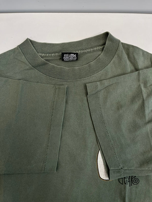 ステューシー STUSSY USA製 OLD STUSSY KINGPIN GEAR ボーリングピン キングピン プリントTシャツ Tシャツ カーキ Mサイズ 101MT-5177