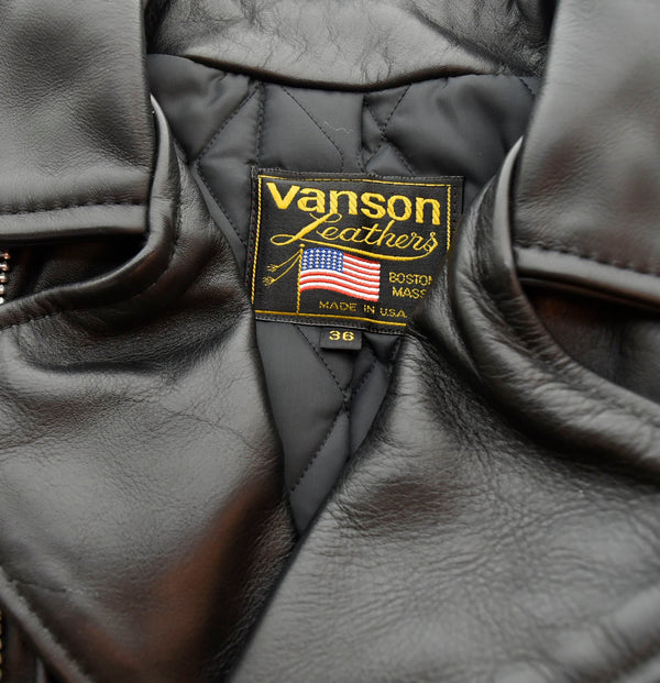 バンソン VANSON ワッペン ロゴ ダブルライダース ジャケット レザージャケット 革ジャン 黒 36 ジャケット ブラック 103MT-1469