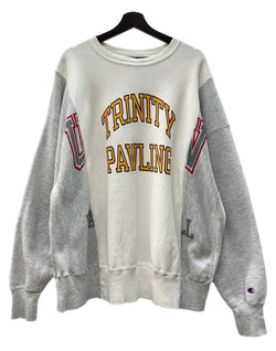 チャンピオン Champion REVERSE WEAVE リバースウィーブ 90s 90年代 USA製 ヴィンテージ リメイク カレッジ 刺繍タグ 染み込み ラバー 白 灰色 スウェット プリント マルチカラー XLサイズ 104MT-2275