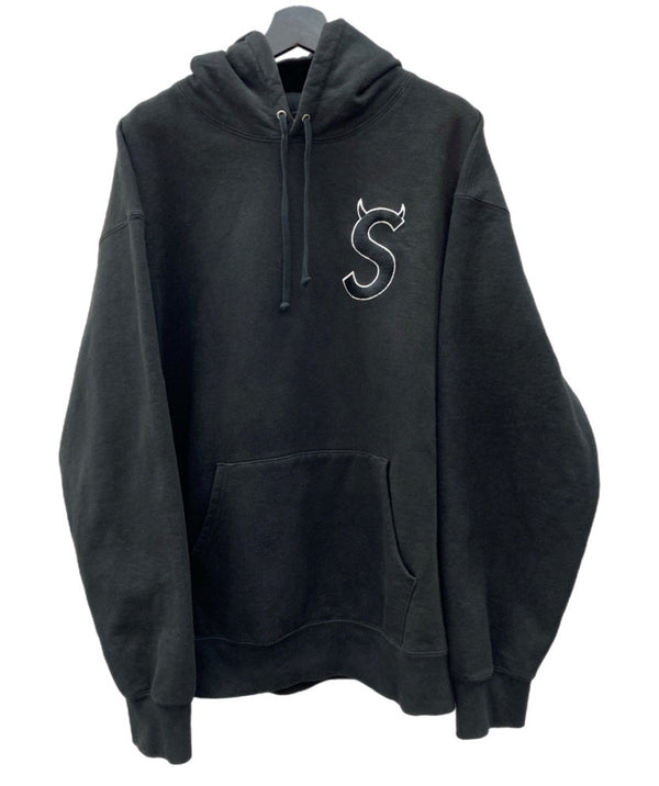 シュプリーム SUPREME S Logo Hooded Sweatshirt エス ロゴ フーディ シャツ スウェット デビルSロゴ ツノSロゴ 黒 パーカ 刺繍 ブラック 2XLサイズ 104MT-2253