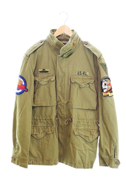 ラルフローレン RalphLauren M-65タイプ フィールド ジャケット ブルゾン ジャンパー ミリタリー ワッペン ヘリンボーン ジャケット カーキ Mサイズ 103MT-2232
