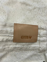 エイミーイストワール EIMY ISTOIRE drop pattern デニムパンツ ドロップパターン ラインストーン ビジュー ハイウエスト ワイド ホワイトデニム デニム ホワイト Mサイズ 101LB-31