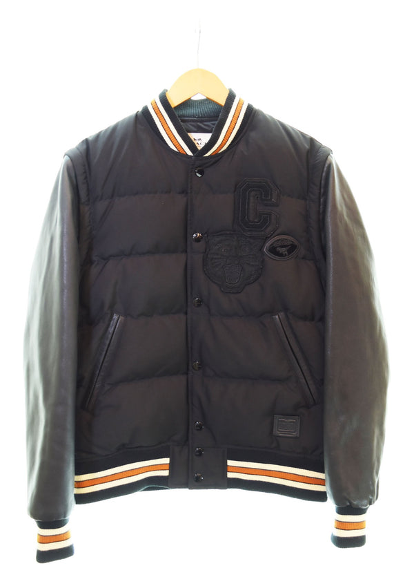 コーチ COACH 2way 切り替え レザー ダウンジャケット スタジャン 黒 ジャケット ブラック Sサイズ 103MT-1786