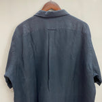 【曜日割引対象外】 ラルフローレン POLO by Ralph Lauren 半袖 オープンカラー リネンシャツ 半袖シャツ ブラック Lサイズ 201MT-4092 VB