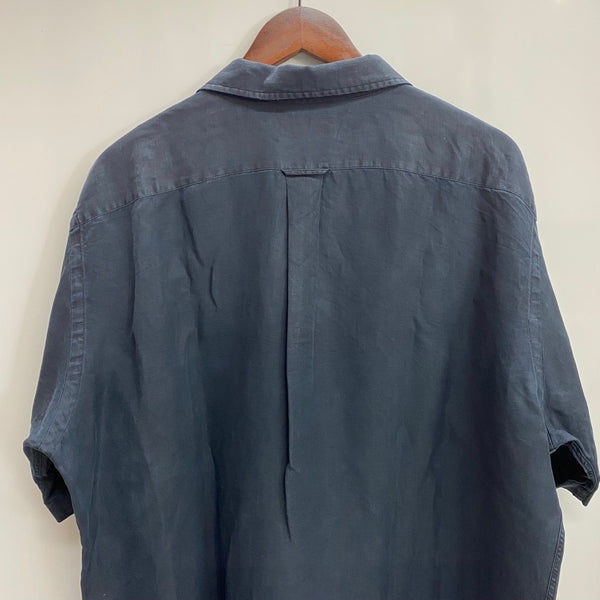 【曜日割引対象外】 ラルフローレン POLO by Ralph Lauren 半袖 オープンカラー リネンシャツ 半袖シャツ ブラック Lサイズ 201MT-4092 VB