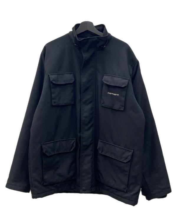 カーハート Carhartt FULL ZIP WORK JACKET フル ジップ ワーク ジャケット 裏地キルティング アウター 黒 ジャケット ロゴ ブラック Lサイズ 104MT-1665