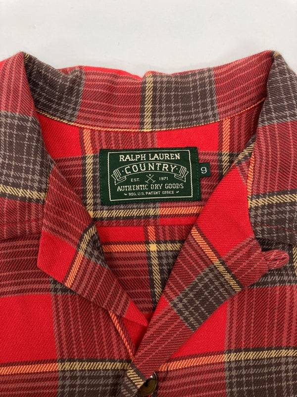 ラルフローレン RalphLauren POLO COUNTRY 90s FLANNEL SHIRT フランネル シャツ ネルシャツ インパクト21 開襟 長袖 赤 サイズ 9 長袖シャツ チェック レッド 104MT-2271