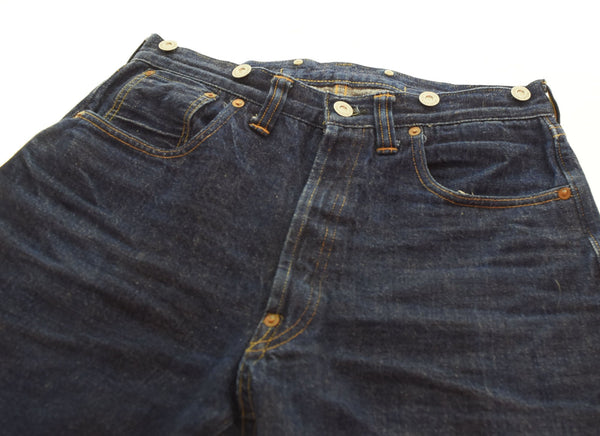 ウエアハウス WAREHOUSE シンチバック ボタンフライ サスペンダーボタン ストレート デニム パンツ デニム ブルー 30 103MB-437