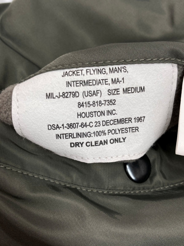 ヒューストン HOUSTON MA-1 FLIGHT JACKET フライト ジャケット ボンバー ジップアップ ミリタリー 軍物 アウター 緑 50316 ジャケット 無地 カーキ Mサイズ 104MT-1979