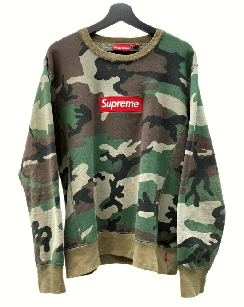 シュプリーム SUPREME 15AW Box Logo Crewneck Woodland Camo ボックス ロゴ クルーネック ウッドランド  カモ 緑 スウェット 刺繍 カーキ Mサイズ 104MT-465 | 古着通販のドンドンサガール