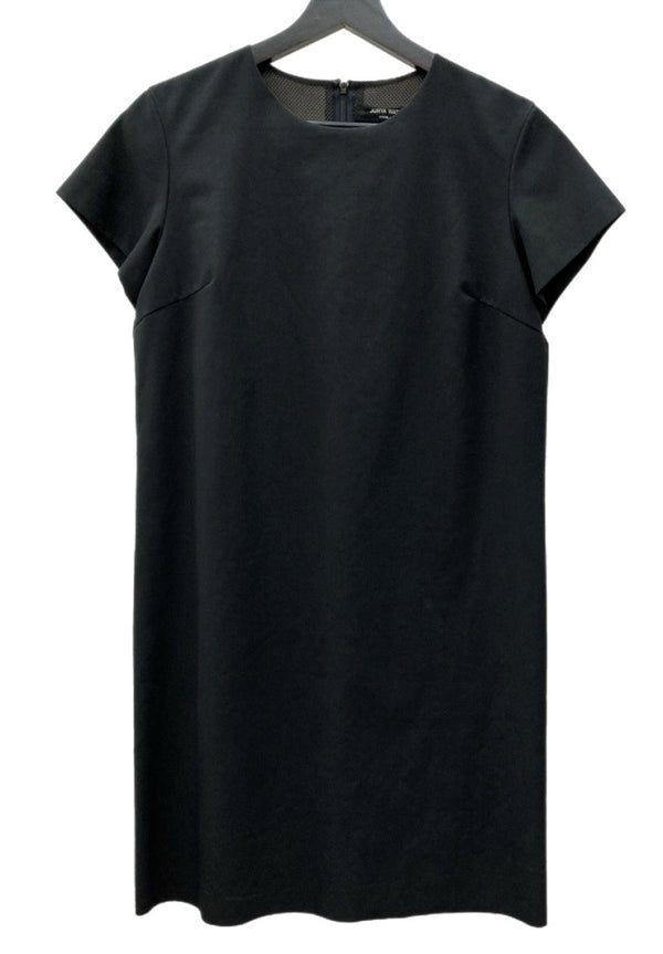 コムデギャルソン COMME des GARCONS ジュンヤワタナベ JUNYA WATANABE 半袖 膝丈 ドレス DRESS バックファスナー BLACK 黒 ワンピース 無地 ブラック 104LT-214