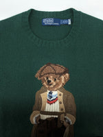 ラルフローレン RalphLauren POLO BEAR SWEATER ポロ ベア セーター クルーネック 刺繍 薄手 長袖 ニット 緑 セーター ロゴ グリーン Sサイズ 104MT-2302