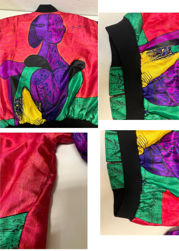US US古着 90’s 90年代 Picaso ピカソ ナイロンジャケット リバーシブル ブルゾン アート VINTAGE ヴィンテージ - ジャケット マルチカラー 101MT-4682