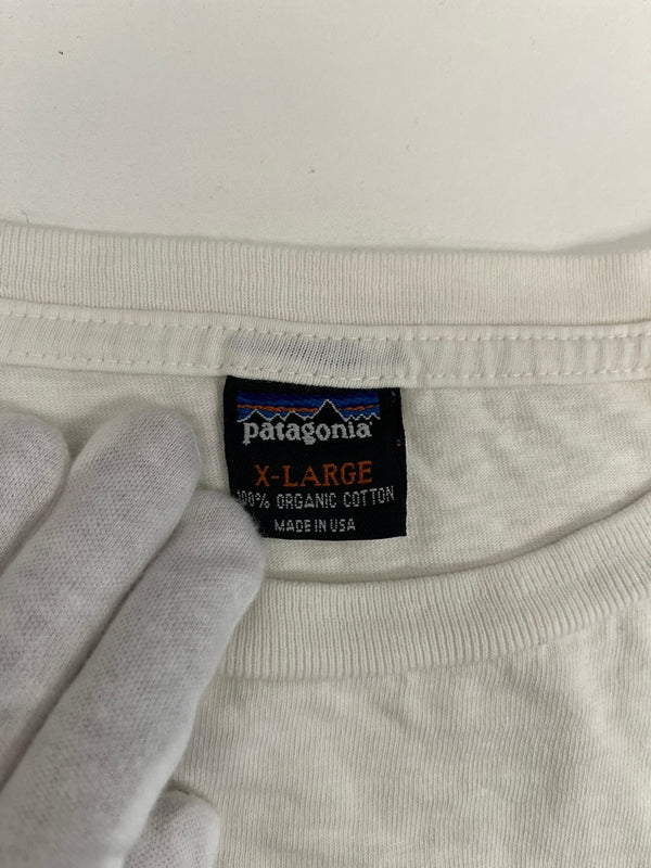 パタゴニア PATAGONIA 90s～ Vintage ヴィンテージ USA製 波柄 リングプリント ロングスリーブ 長袖カットソー 白 XL ロンT ホワイト LLサイズ 101MT-4782