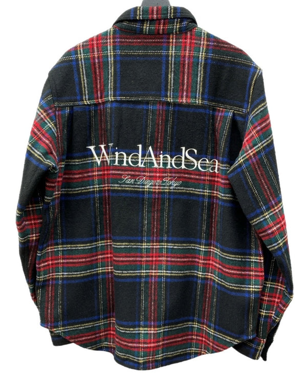 ウィンダンシー WIND AND SEA CPO SHIRT JACKET シャツ ステンカラー フロントボタン ロゴ 刺繍 WDS-O-GEN-23-Q2-JK-06 ジャケット チェック マルチカラー Lサイズ 104MT-1882