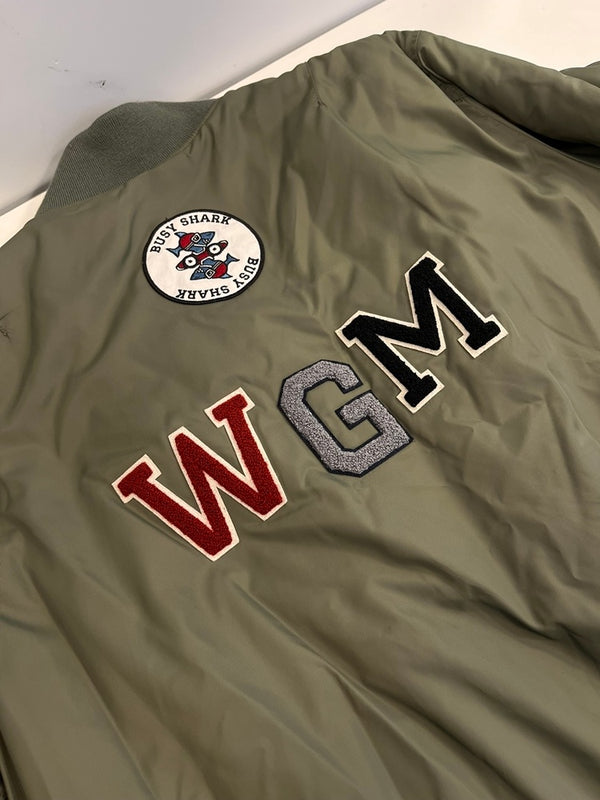 ア ベイシング エイプ A BATHING APE Busy Shark Loose Fit MA-1 Jacket ビジーシャークMA-1ブルゾン フライトジャケット 001HJI301001M XL ジャケット カーキ LLサイズ 101MT-4495