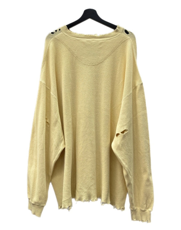 ダイリク DAIRIKU 21ss Thrift Thermal Tee サーマル Tシャツ ダメージ加工 オーバーサイズ ロンT 長袖 黄 21SS C-6 ロンT 無地 イエロー Lサイズ 104MT-1890