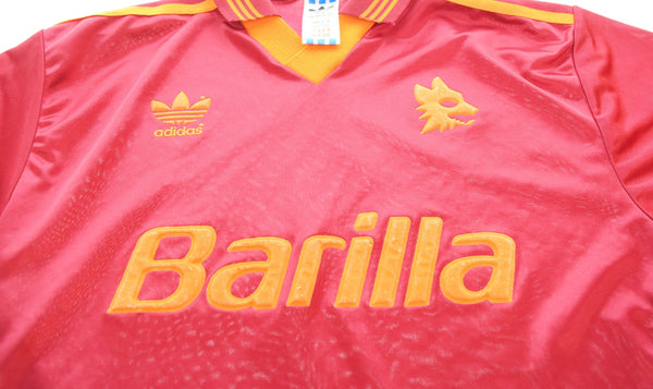 アディダス adidas 93年 ASローマ デサント製 DESCENT 半袖ウエア  ASR-9329 半袖シャツ レッド Sサイズ 103MT-3242