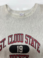 チャンピオン Champion 90s 90年代 刺繍タグ REVERSE WEAVE リバースウィーブ  3段 カプセル ST.CLOUD HOCKEY 灰色 スウェット プリント グレー 2XLサイズ 104MT-2278