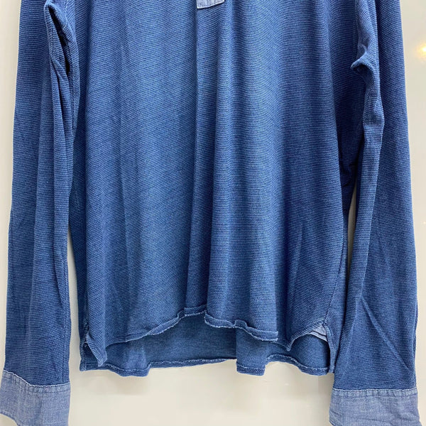 【曜日割引対象外】 ダブルアールエル RRL 初期 デニム切替 マチ付き 長袖カットソー ブルー XLサイズ 201MT-4088 VB