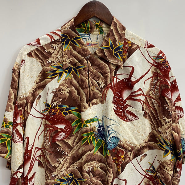 【曜日割引対象外】 サンサーフ SUN SURF "LOBSTERS MAKE UP THE FALL" 伊勢海老 アロハシャツ SS36841 半袖シャツ マルチカラー Lサイズ 201MT-3827 VB