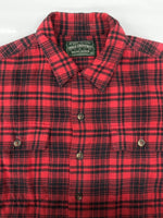 ラルフローレン RalphLauren POLO COUNTRY 90s FLANNEL SHIRT フランネル シャツ ネルシャツ フラップポケット ハミルトン社 開襟 長袖 赤 長袖シャツ チェック レッド Mサイズ 104MT-2269