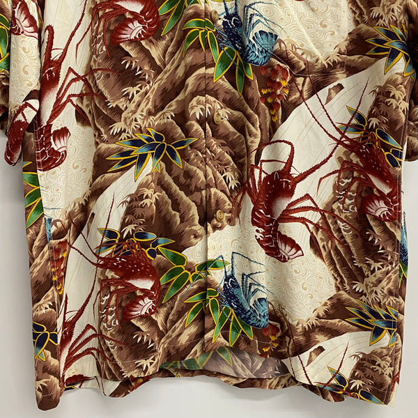 【曜日割引対象外】 サンサーフ SUN SURF "LOBSTERS MAKE UP THE FALL" 伊勢海老 アロハシャツ SS36841 半袖シャツ マルチカラー Lサイズ 201MT-3827 VB