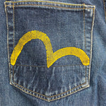 エヴィス EVISU ナンバーツー No2 イエローカモメ デニム ネイビー 33ⅹ35サイズ 201MB-1128