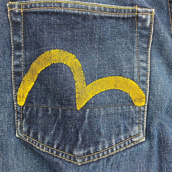 エヴィス EVISU ナンバーツー No2 イエローカモメ デニム ネイビー 33ⅹ35サイズ 201MB-1128