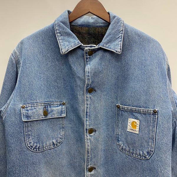 【曜日割引対象外】 カーハート Carhartt 80's 90's ミシガンチョアコート デニムカバーオール ジャケット ブルー 201MT-3722 VB