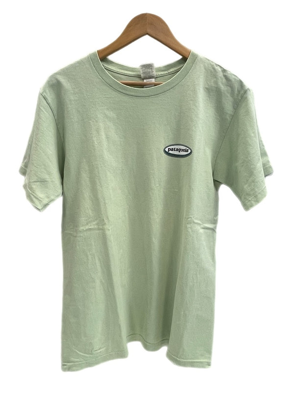 パタゴニア PATAGONIA 90s Vintage ヴィンテージ Beneficial T's  USA製 オーバルロゴ プリントTシャツ Tシャツ グリーン Sサイズ 101MT-4737