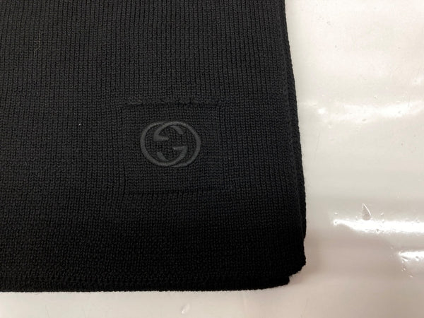グッチ GUCCI GG LOGO SCARF ロゴ マフラー スカーフ 刺繍 黒 マフラー・ストール ロゴ ブラック 104Z-27