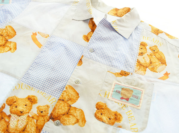 ピンクハウス PINK HOUSE テディベア パッチワーク ワッペン プリント 半袖シャツ 半袖シャツ グリーン Mサイズ 103LT-125