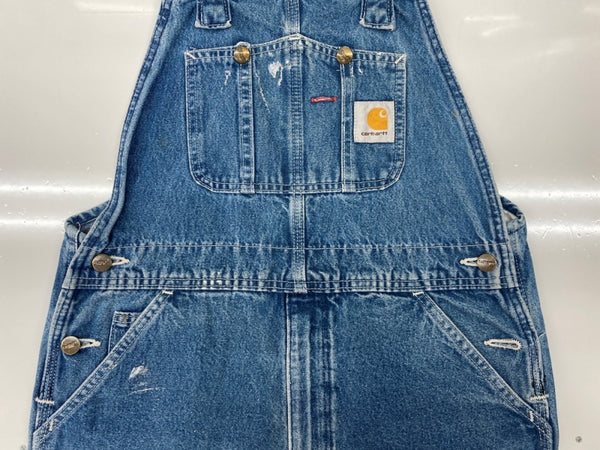 カーハート Carhartt DENIM OVERALL デニム オーバーオール ジップフライ アウトドア 薄手 ワーク つなぎ オールインワン インディゴ 青 ロゴ R07-DST つなぎ・オーバーオール ブルー サイズ 32 104MB-314