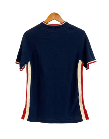 ヒステリックグラマー HYSTERIC GLAMOUR HYSTERIC ヒステリック 半袖ニットカットソー ロゴ ライン 紺 赤 半袖カットソー ネイビー フリーサイズ 101LT-255