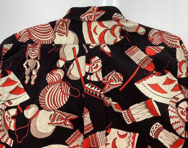 サンサーフ SUN SURF コーデュロイ ボタンダウン 細畝 総柄 L/S CORDUROY SHIRT 119BLK SS27708 長袖シャツ 総柄 ブラック Lサイズ 104MT-2314