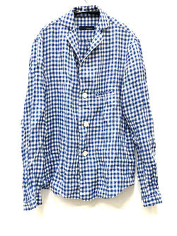 ラルディーニ LARDINI チェック リネン ジャケット BO-671/3 82000 XS ジャケット ブルー 601MT-43