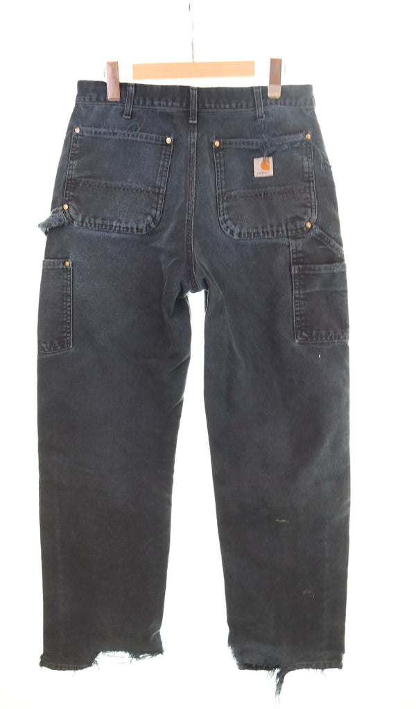 カーハート CarHartt ダブルニー ダメージ ワークパンツ クラッシュ リペア カットオフ パンツ 黒 デニム ブラック 103MB-480