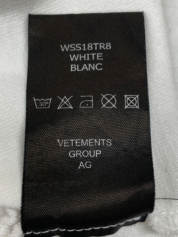 ヴェトモン VETEMENTS 18SS Side slit Tee サイド スリット Tシャツ オーバーサイズ 白 WSS18TR8 Tシャツ プリント ホワイト Mサイズ 104MT-1497