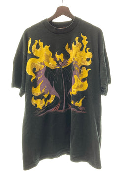 ヴィンテージ VINTAGE ITEM 80's 90's Disney  VILLANS Maleficent ディズニー ヴィランズ マレフィセント 大判 USA製 袖 裾 シングル 黒 OSFA Tシャツ キャラクター ブラック 104MT-250