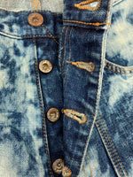 シュガーヒル SUGARHILL CLASSIC DOUBLE KNEE DENIM PANTS ダブル  ニー デニム パンツ ジーパン シンチバック ボタンフライ 加工 ズボン 白 青 総柄 23AWPT04 デニム ブルー サイズ 32 104MB-392