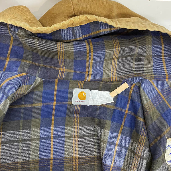 【曜日割引対象外】 カーハート Carhartt アクティブジャケット パーカー 裏地チェック ダック ジャケット ベージュ 201MT-4467 VB