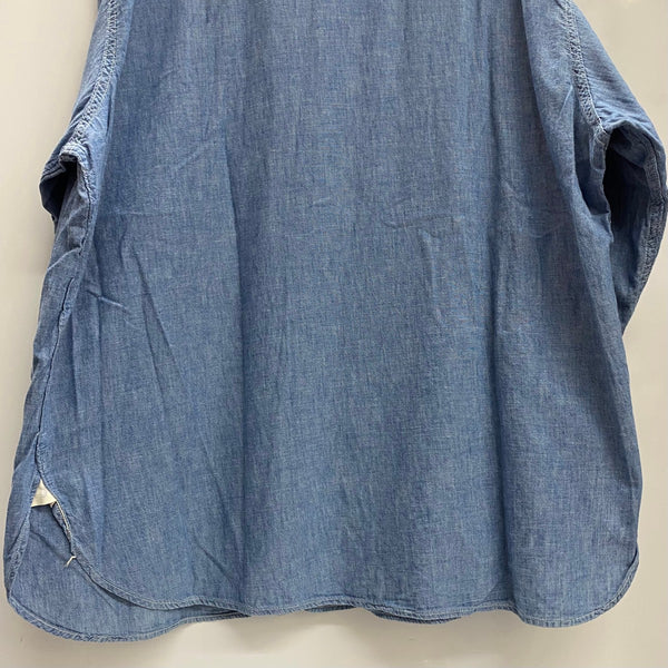 【曜日割引対象外】 ポストオーバーオールズ POST OVERALLS USA製 シャンブレーシャツ ガチャポケ 長袖シャツ ブルー Lサイズ 201MT-4383 VB