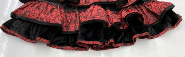 トゥアリス To Alice 2025年モデル ブラッディローズシリーズ ブラッディ ローズ ティアード ドレス レースアップ リボン ロリータ ゴスロリ バラ 薔薇 ROSE 赤 RED  L1217 ワンピース 総柄 レッド Mサイズ 104LT-140