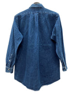 ラルフローレン RalphLauren POLO COUNTRY 90s BUTTONDOWN DENIM SHIRT ボタンダウン デニム シャツ 長袖 インディゴ 青 長袖シャツ ロゴ ブルー Sサイズ 104MT-2263