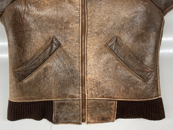 アビレックス AVIREX B-6 FLIGHT JACKET フライト ジャケット ムートン ボア ボンバー ジップアップ 軍用 アウター 茶 サイズ 34 ジャケット 無地 ブラウン 104MT-1810