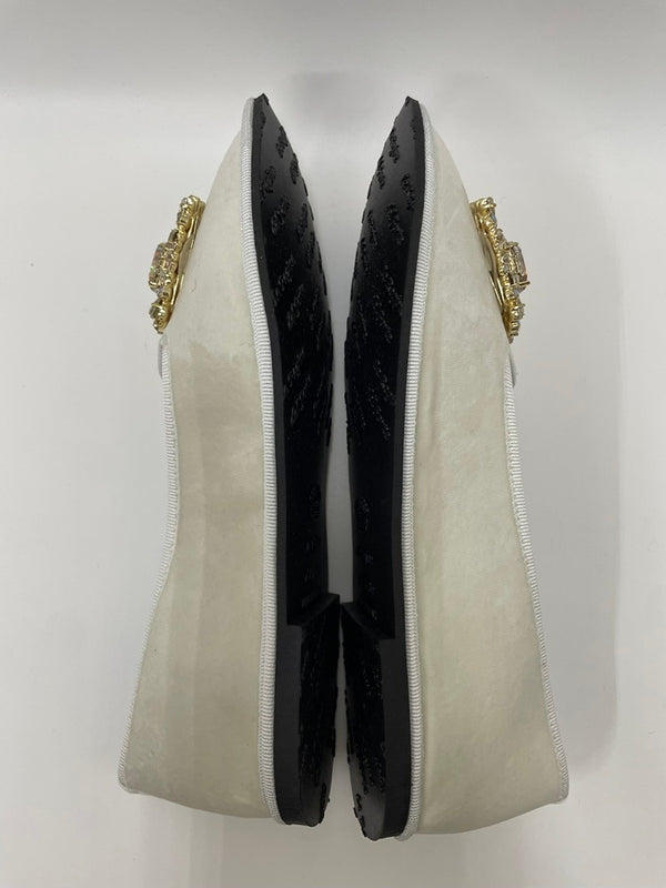 レジーネデルフォルテ Le Regine del Forte 装飾 フラットシューズ レディース靴 スリッポン ホワイト 37 601sh-17