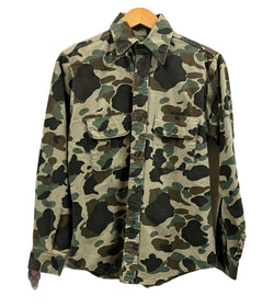 ファイブブラザー FIVE BROTHER 80's 80年代 ダックハンターカモ 迷彩 シャモアクロス made in USA アメリカ製 vintage ヴィンテージ ネル 14-S-141/2 長袖シャツ グリーン Sサイズ 101MT-3698